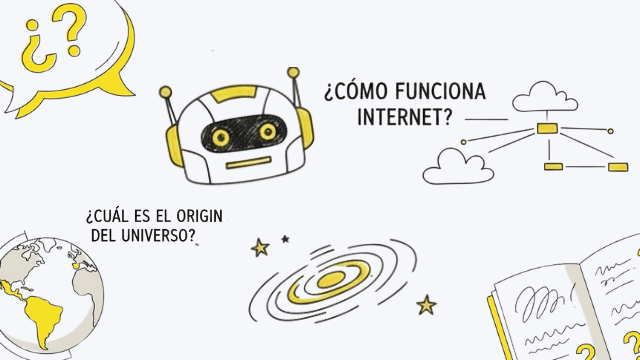 Spanish grammar title card with speech bubbles and language props